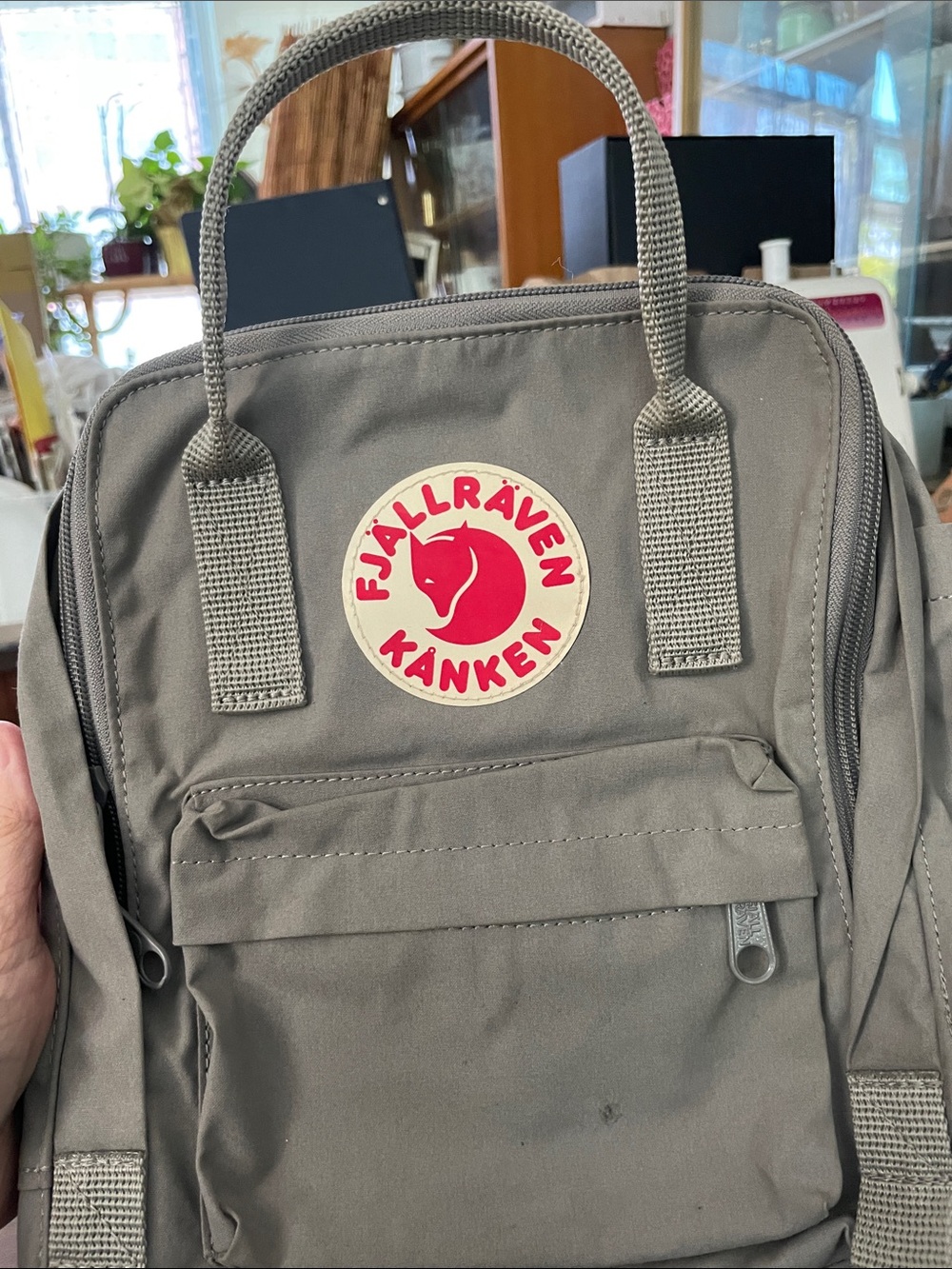 Fjallraven Kånken Backpack in Gray with Red Logo-MINI